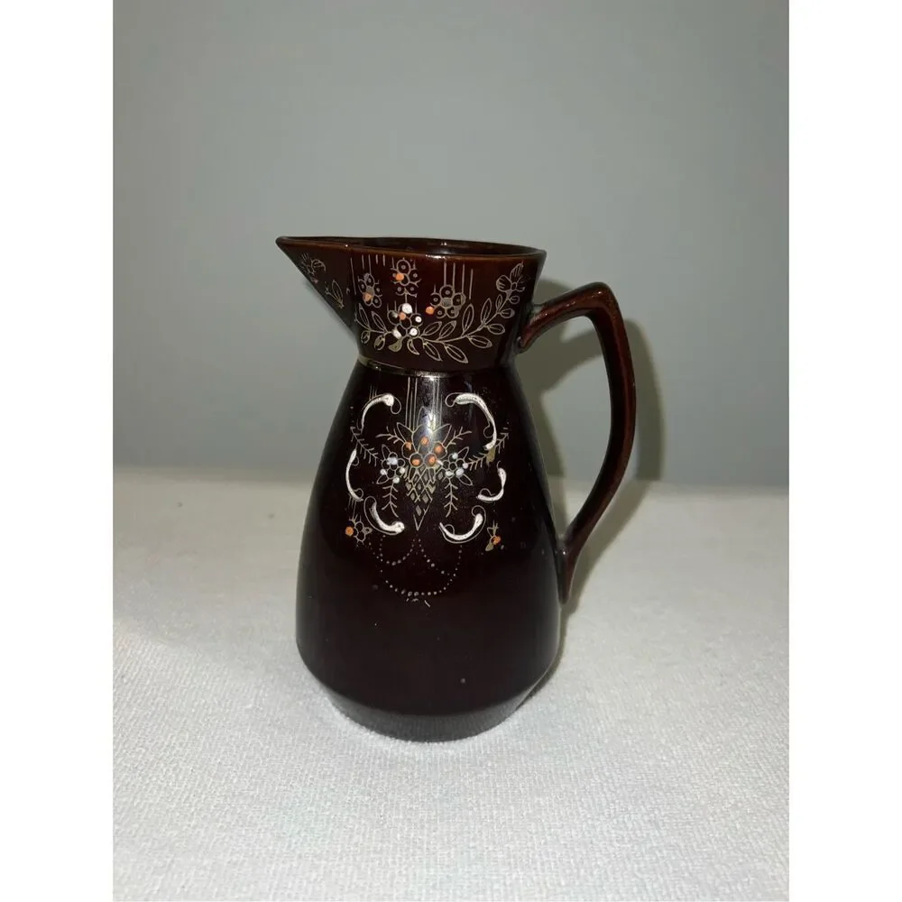 Vintage Brown Ceramic/Porceline Pitcher. Redwear Pitcher